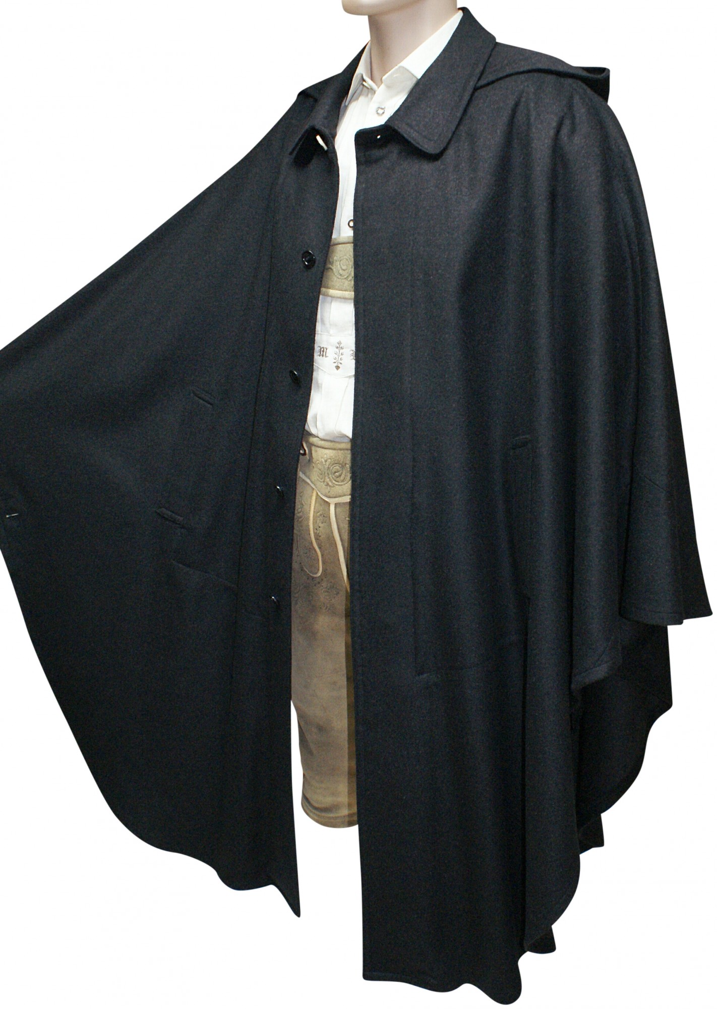 M,L,XL,XXL Wetterfleck grau Loden Umhang Cape Poncho Jagd Kotze Mantel