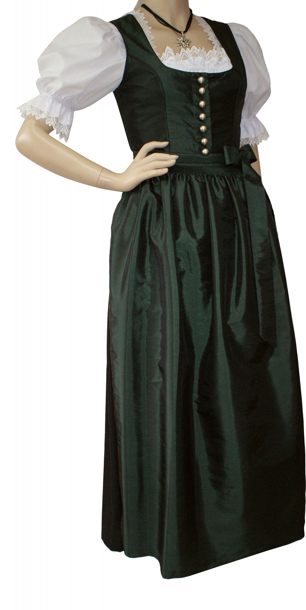 Dirndlkleid Damen Grün - Modernes Trachtenkleid Midi, Mit Schürze, S-5XL