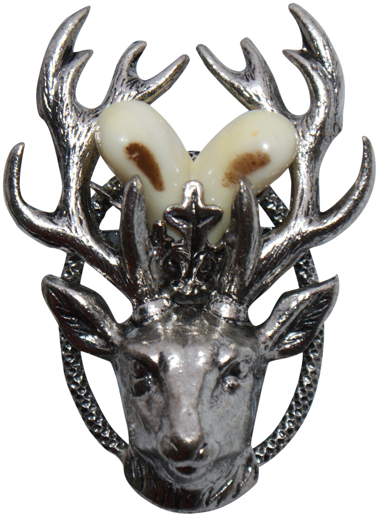 Breiter Hutanstecker Hirsch Mit Schützenscheibe - Messing Anstecker Für Jäger & Schützen